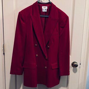 Talbots Double Breasted Wool Blazer in Red - Size 18